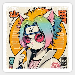 Kawaii Vintage Warrior Kitten Sticker